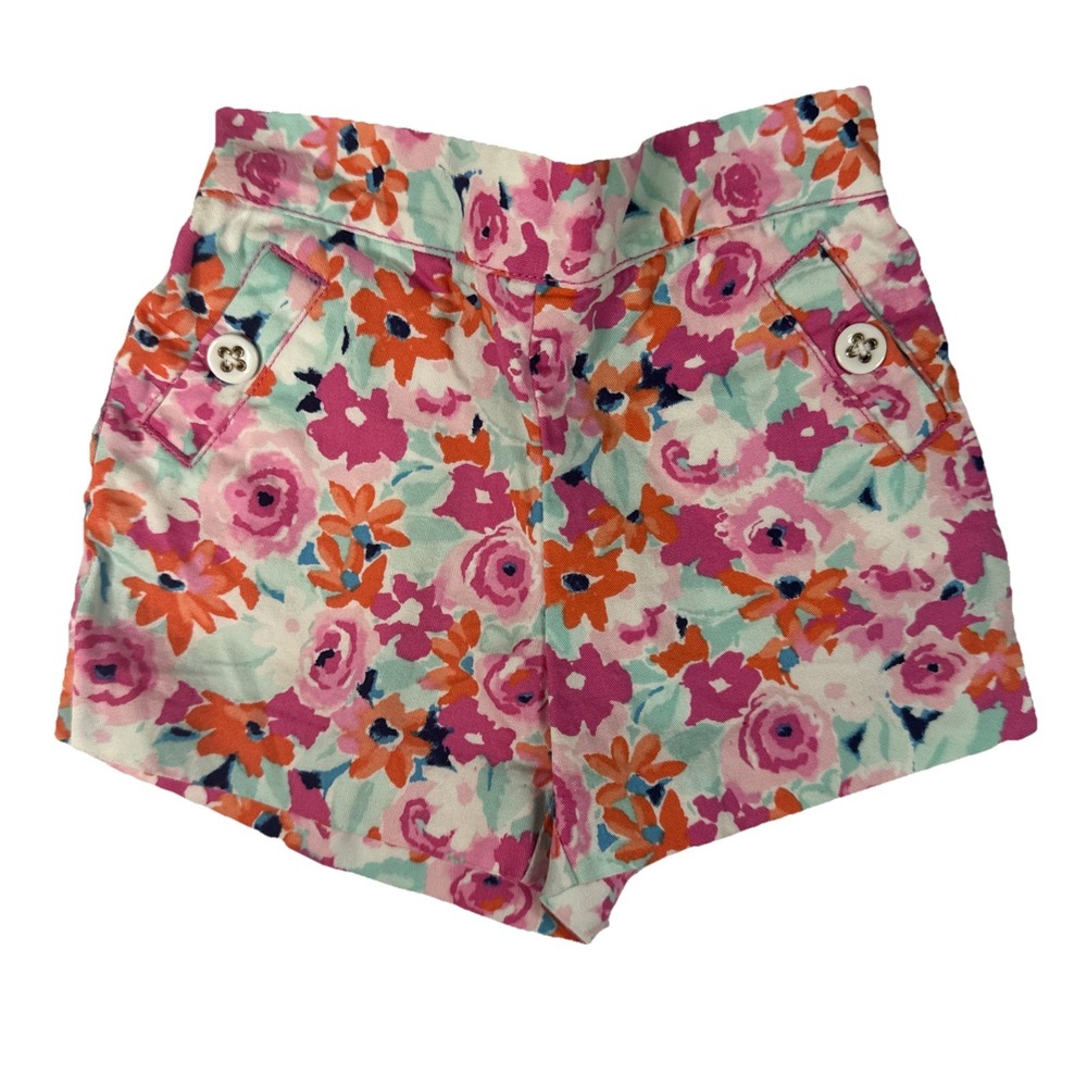 Janie And Jack Baby Girls Floral Elastic Waist‎ Dressy Shorts Size 3-6 Months